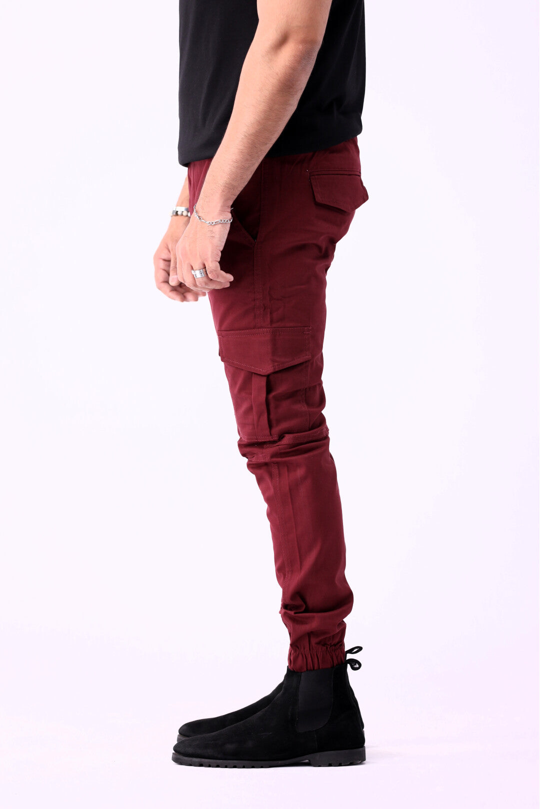 Cargo Six Pocket Trousers for Men, Maroon 6 Pocket Cargo Pant