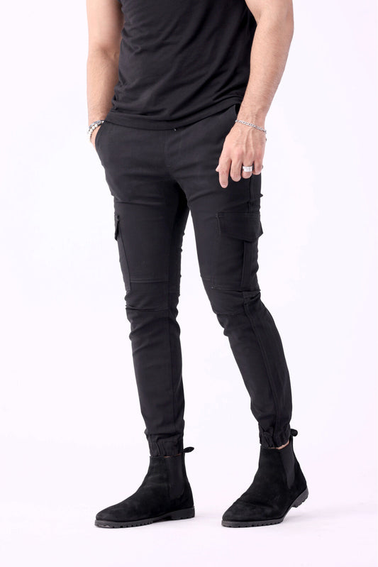 Black Lightweight Cargo Six Pocket Trousers for Men, 6 Pocket Cargo Pant